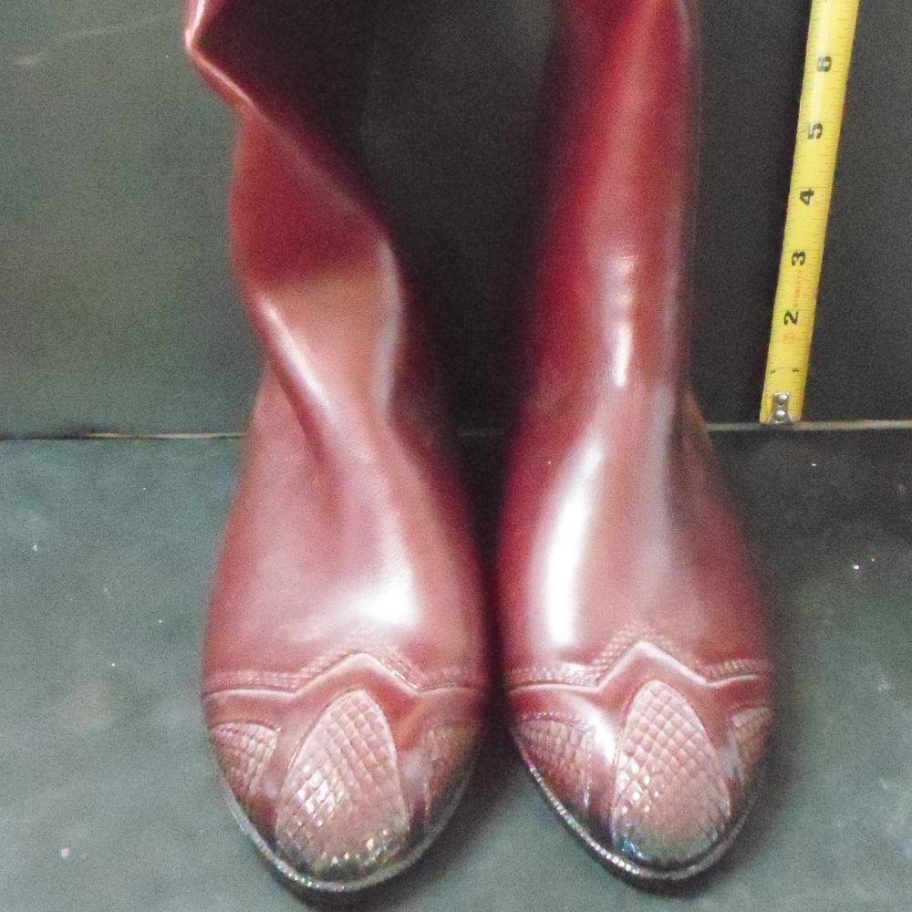 Andrew Geller 16" Burgundy Fur-Lined Boots